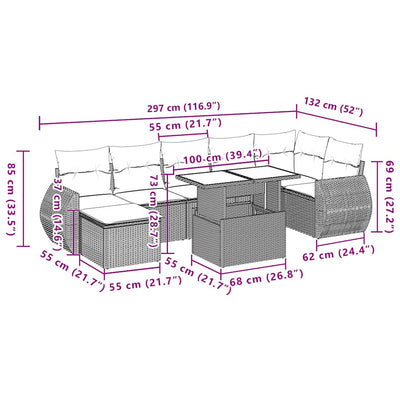8 Piece Garden Sofa Set with Cushions Black Poly Rattan Payday Deals