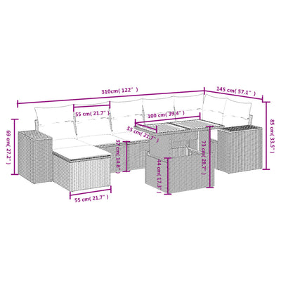 8 Piece Garden Sofa Set with Cushions Black Poly Rattan Payday Deals
