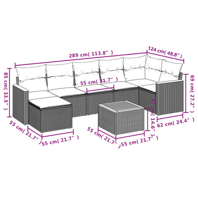 8 Piece Garden Sofa Set with Cushions Black Poly Rattan Payday Deals