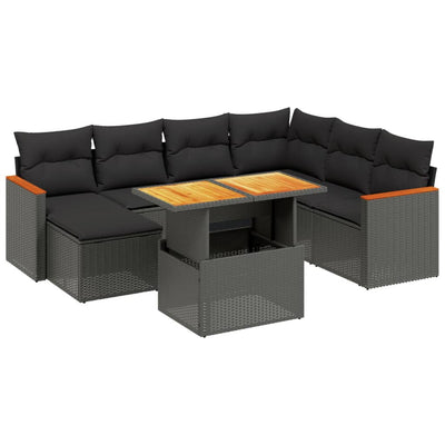 8 Piece Garden Sofa Set with Cushions Black Poly Rattan Payday Deals