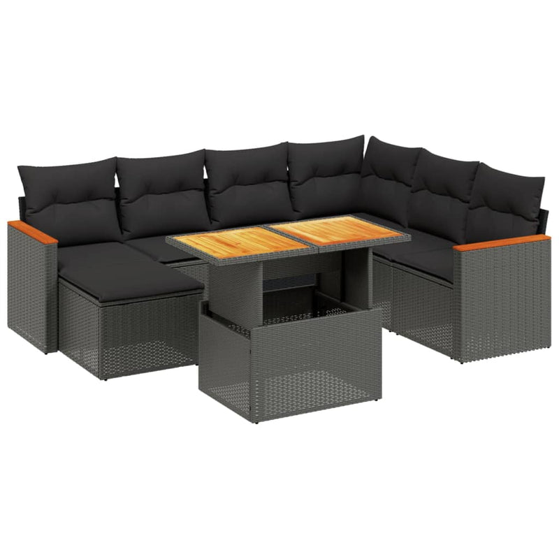 8 Piece Garden Sofa Set with Cushions Black Poly Rattan Payday Deals