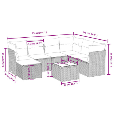 8 Piece Garden Sofa Set with Cushions Black Poly Rattan Payday Deals