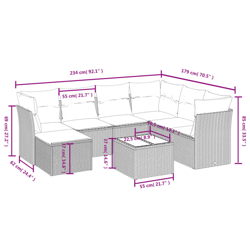 8 Piece Garden Sofa Set with Cushions Black Poly Rattan Payday Deals