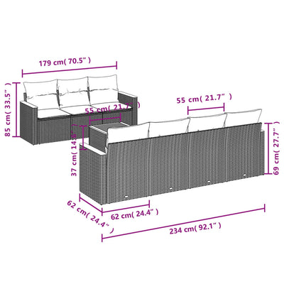 8 Piece Garden Sofa Set with Cushions Black Poly Rattan Payday Deals