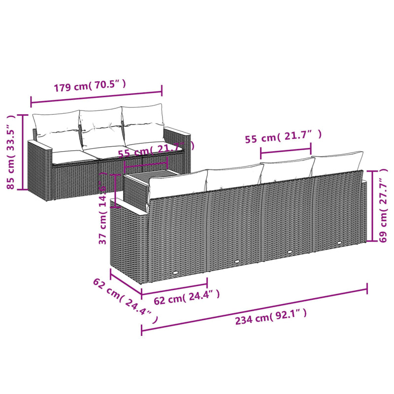 8 Piece Garden Sofa Set with Cushions Black Poly Rattan Payday Deals