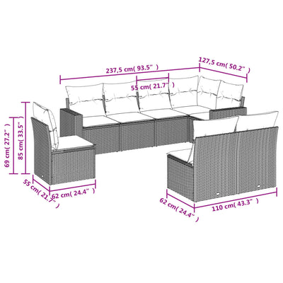 8 Piece Garden Sofa Set with Cushions Black Poly Rattan Payday Deals