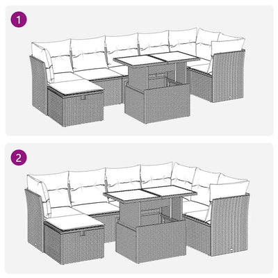 8 Piece Garden Sofa Set with Cushions Black Poly Rattan Payday Deals