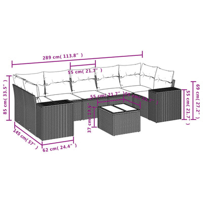 8 Piece Garden Sofa Set with Cushions Black Poly Rattan Payday Deals