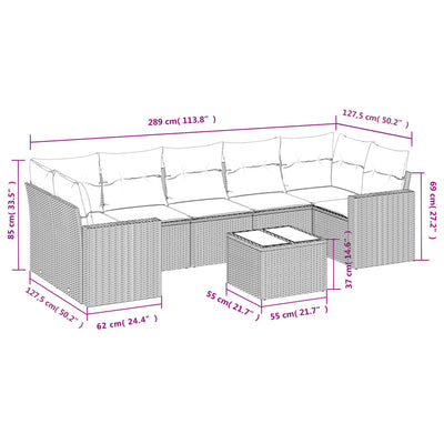 8 Piece Garden Sofa Set with Cushions Black Poly Rattan Payday Deals