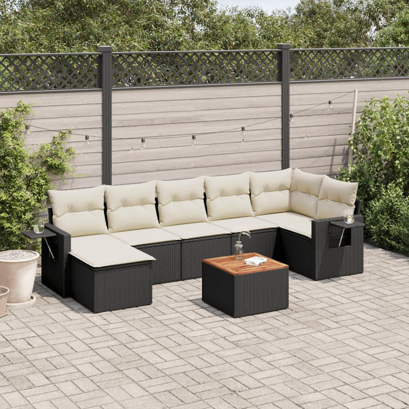 8 Piece Garden Sofa Set with Cushions Black Poly Rattan Payday Deals