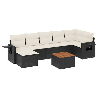 8 Piece Garden Sofa Set with Cushions Black Poly Rattan Payday Deals