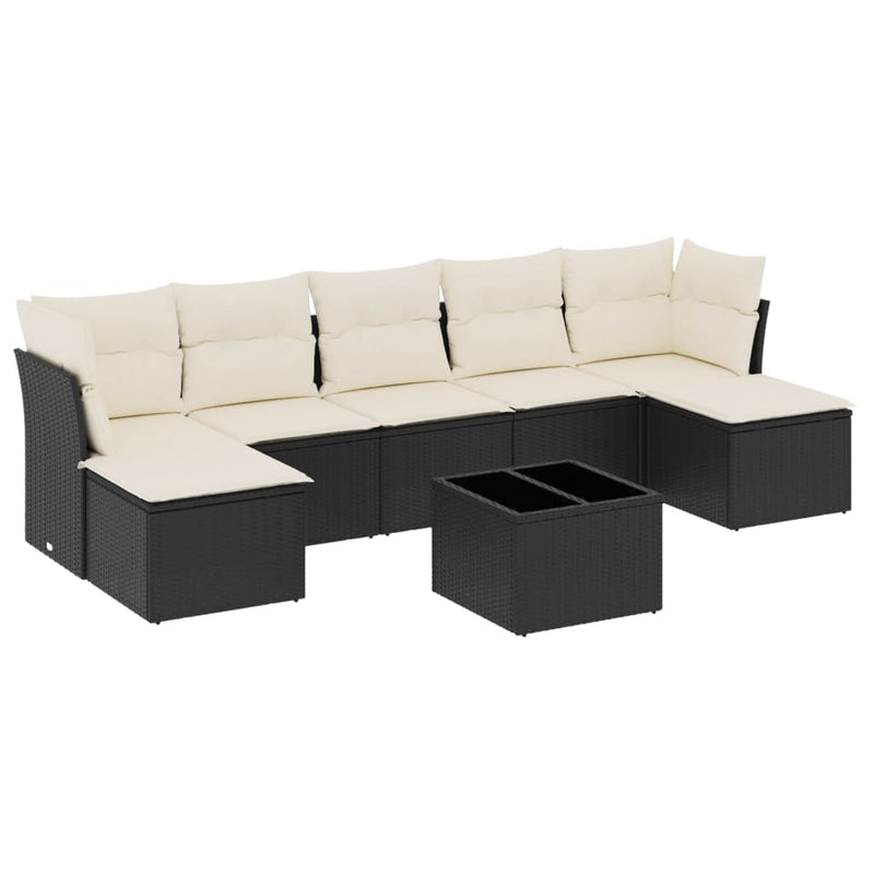 8 Piece Garden Sofa Set with Cushions Black Poly Rattan Payday Deals