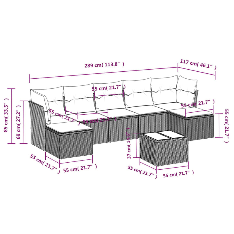 8 Piece Garden Sofa Set with Cushions Black Poly Rattan Payday Deals