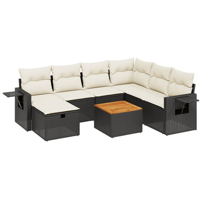 8 Piece Garden Sofa Set with Cushions Black Poly Rattan Payday Deals