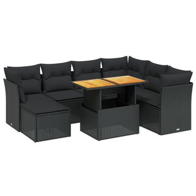 8 Piece Garden Sofa Set with Cushions Black Poly Rattan Payday Deals
