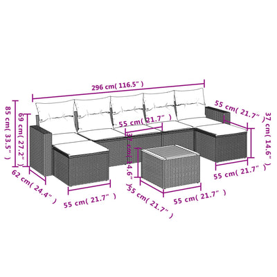8 Piece Garden Sofa Set with Cushions Black Poly Rattan Payday Deals