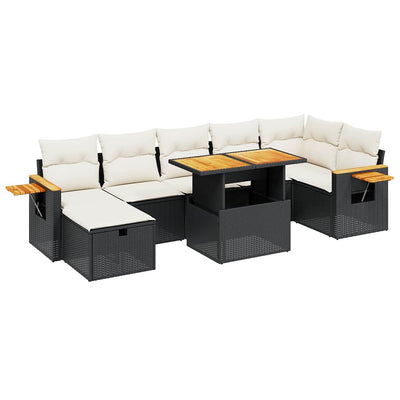 8 Piece Garden Sofa Set with Cushions Black Poly Rattan Payday Deals