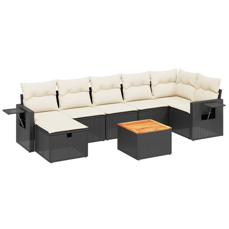8 Piece Garden Sofa Set with Cushions Black Poly Rattan Payday Deals
