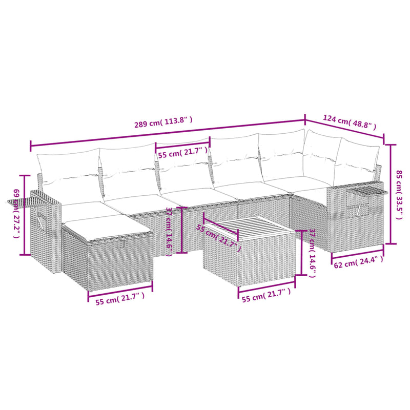 8 Piece Garden Sofa Set with Cushions Black Poly Rattan Payday Deals