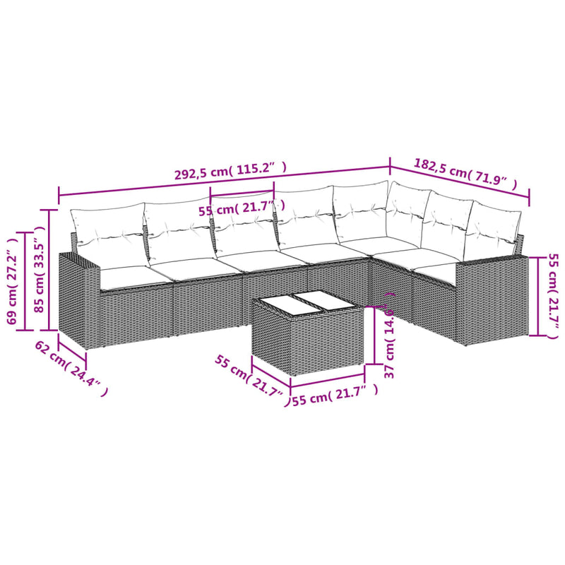 8 Piece Garden Sofa Set with Cushions Black Poly Rattan Payday Deals