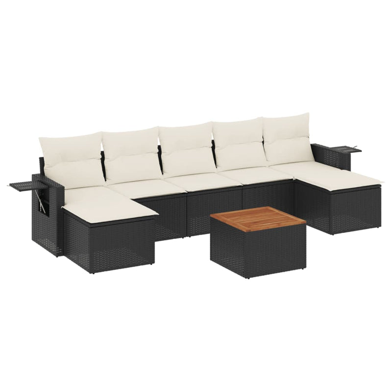 8 Piece Garden Sofa Set with Cushions Black Poly Rattan Payday Deals
