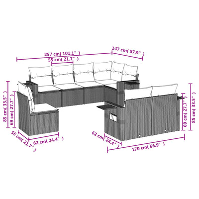 8 Piece Garden Sofa Set with Cushions Black Poly Rattan Payday Deals