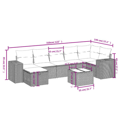 8 Piece Garden Sofa Set with Cushions Black Poly Rattan Payday Deals