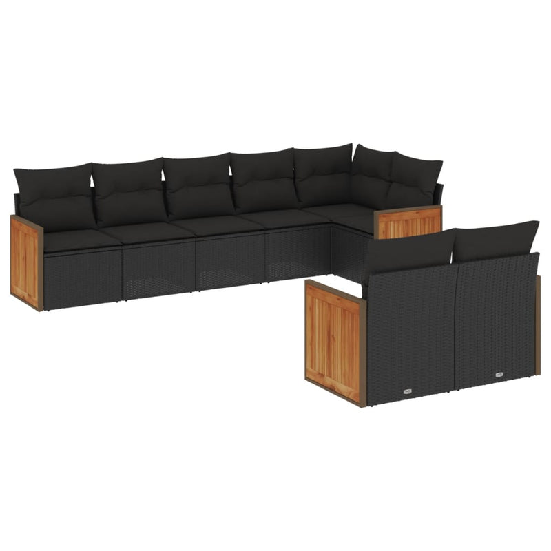 8 Piece Garden Sofa Set with Cushions Black Poly Rattan Payday Deals
