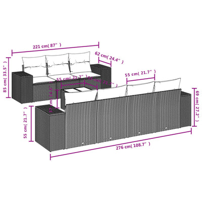 8 Piece Garden Sofa Set with Cushions Black Poly Rattan Payday Deals