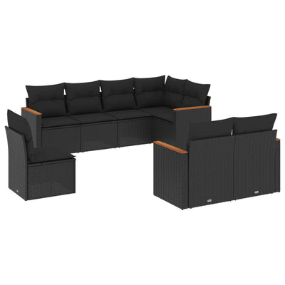 8 Piece Garden Sofa Set with Cushions Black Poly Rattan Payday Deals