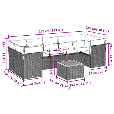 8 Piece Garden Sofa Set with Cushions Black Poly Rattan Payday Deals