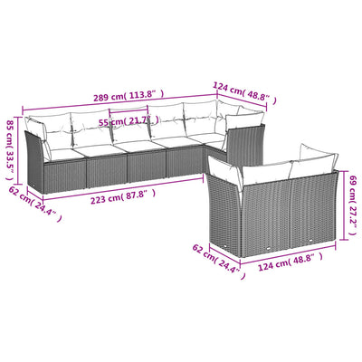 8 Piece Garden Sofa Set with Cushions Black Poly Rattan Payday Deals
