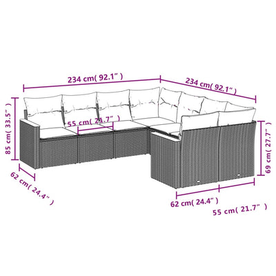 8 Piece Garden Sofa Set with Cushions Black Poly Rattan Payday Deals