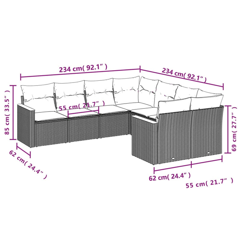 8 Piece Garden Sofa Set with Cushions Black Poly Rattan Payday Deals