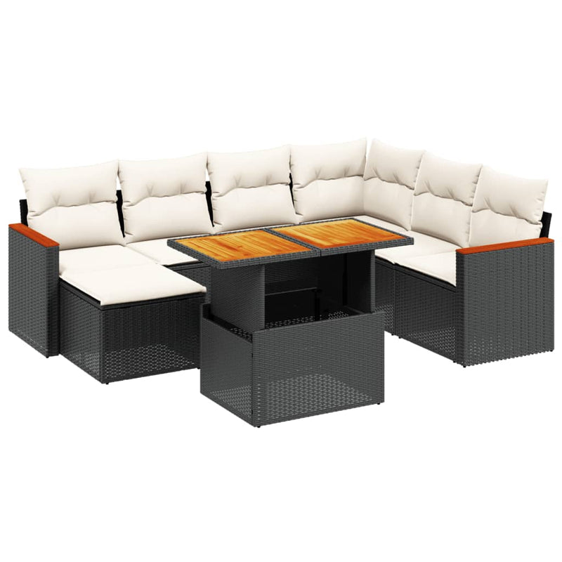 8 Piece Garden Sofa Set with Cushions Black Poly Rattan Payday Deals