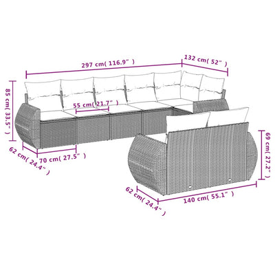 8 Piece Garden Sofa Set with Cushions Black Poly Rattan Payday Deals