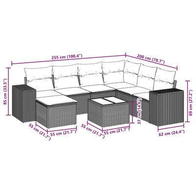 8 Piece Garden Sofa Set with Cushions Black Poly Rattan Payday Deals