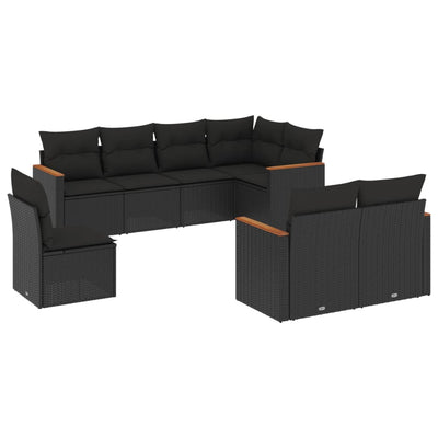 8 Piece Garden Sofa Set with Cushions Black Poly Rattan Payday Deals