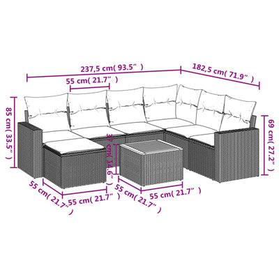 8 Piece Garden Sofa Set with Cushions Black Poly Rattan Payday Deals