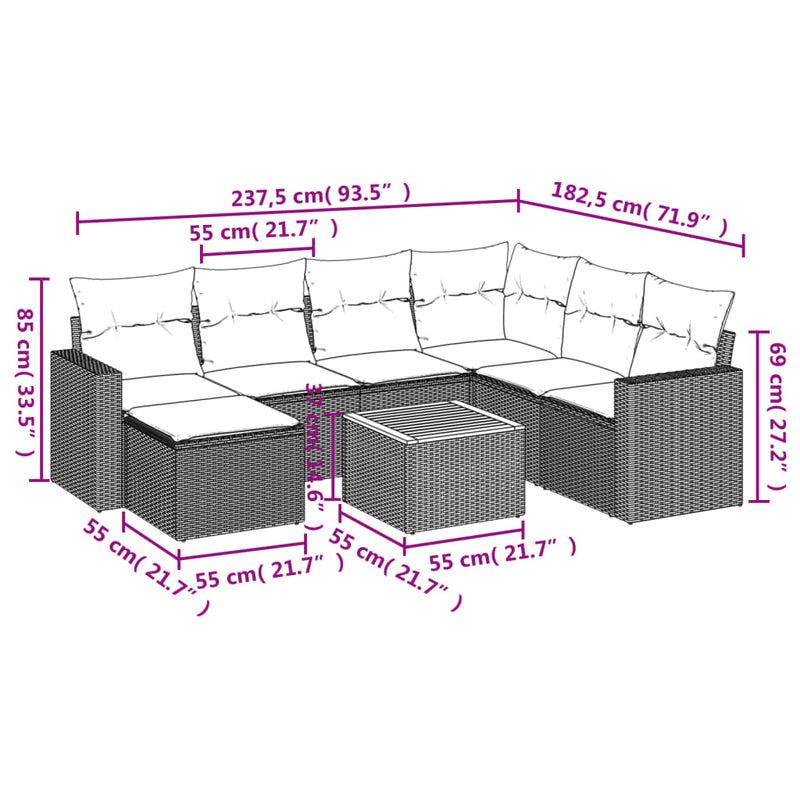 8 Piece Garden Sofa Set with Cushions Black Poly Rattan Payday Deals