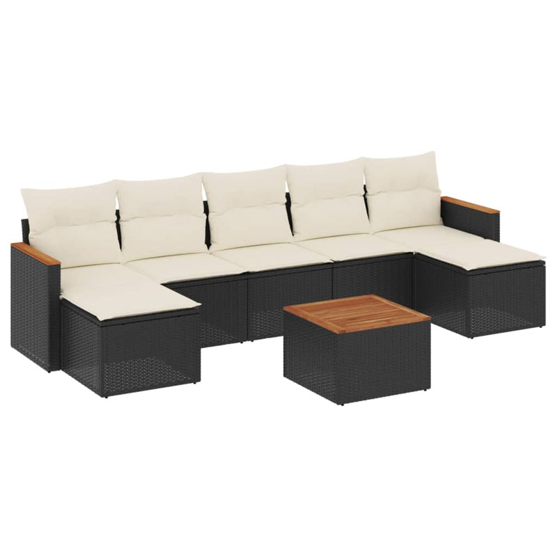 8 Piece Garden Sofa Set with Cushions Black Poly Rattan Payday Deals