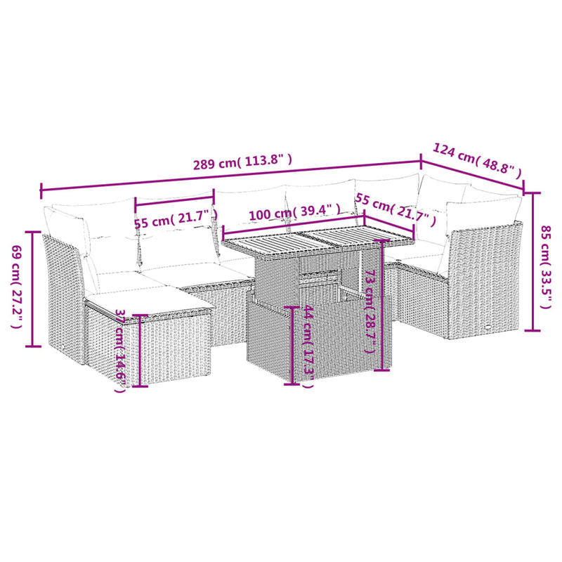 8 Piece Garden Sofa Set with Cushions Black Poly Rattan Payday Deals