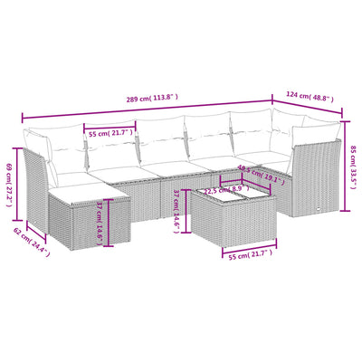 8 Piece Garden Sofa Set with Cushions Black Poly Rattan Payday Deals