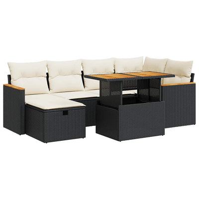 8 Piece Garden Sofa Set with Cushions Black Poly Rattan Payday Deals