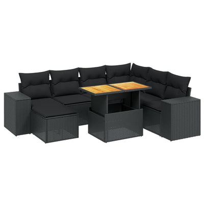 8 Piece Garden Sofa Set with Cushions Black Poly Rattan Payday Deals