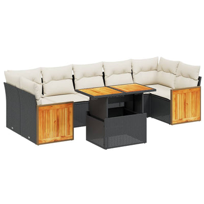 8 Piece Garden Sofa Set with Cushions Black Poly Rattan Payday Deals