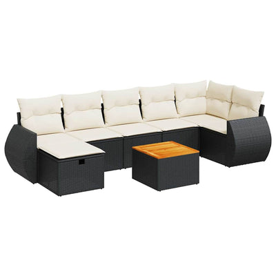 8 Piece Garden Sofa Set with Cushions Black Poly Rattan Payday Deals