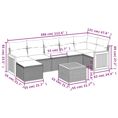 8 Piece Garden Sofa Set with Cushions Black Poly Rattan Payday Deals