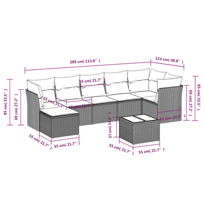 8 Piece Garden Sofa Set with Cushions Black Poly Rattan Payday Deals