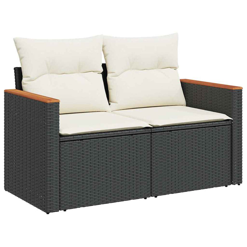 8 Piece Garden Sofa Set with Cushions Black Poly Rattan Payday Deals
